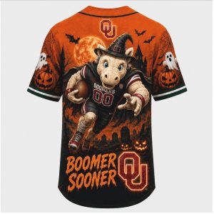 Oklahoma Sooners Mascot Spooky Halloween Boomer Baseball Jersey