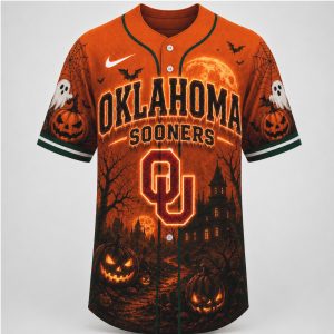 Oklahoma Sooners Mascot Spooky Halloween Boomer Baseball Jersey