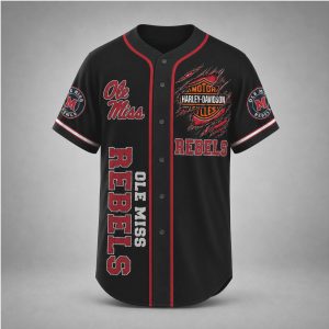 Ole Miss Rebels Winged Skull Motorcycle Style Baseball Jersey