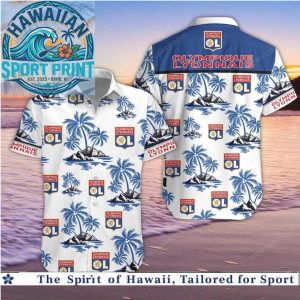 Olympique Lyonnais Soccer Club Beach Palm Tree Hawaiian Shirt
