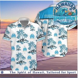 Olympique de Marseille Football Club Tropical Palm Tree Beach Hawaiian Shirt