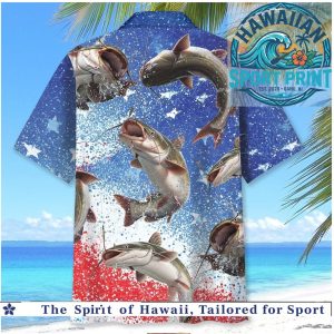 Patriotic Catfish Fishing Star Spangled Hawaiian Shirt