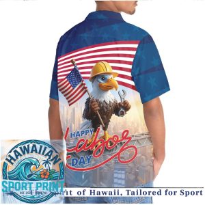 Patriotic Eagle Construction Worker Labor Day Hawaiian Shirt