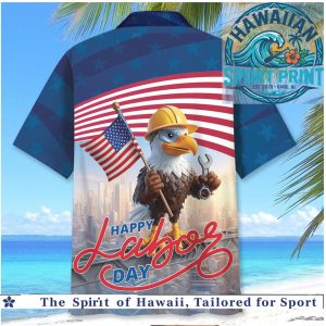 Patriotic Eagle Construction Worker Labor Day Hawaiian Shirt