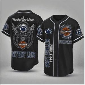 Penn State Nittany Lions Motor Skull Wings Biker Baseball Jersey