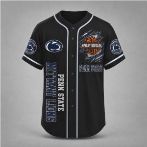 Penn State Nittany Lions Motor Skull Wings Biker Baseball Jersey