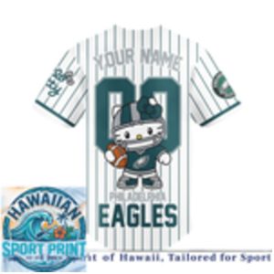 Philadelphia Eagles Hello Kitty Custom Name Baseball Jersey