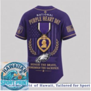 Philadelphia Eagles National Purple Heart Day Baseball Jersey