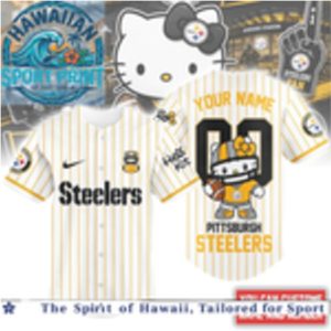 Pittsburgh Steelers Hello Kitty Custom Name Baseball Jersey