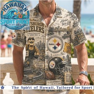 Pittsburgh Steelers Mascot Collage Vintage Football Hawaiian Shirt