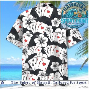 Playing Cards Ace Heart Floral Hibiscus Hawaiian Shirt