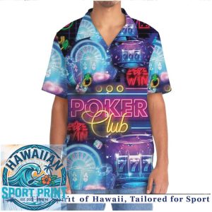 Poker Club Neon Casino Gambling Slot Machine Hawaiian Shirt