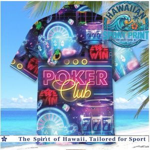 Poker Club Neon Casino Gambling Slot Machine Hawaiian Shirt