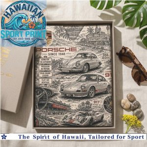 Porsche Classic Car Racing Collage Vintage Auto Fan Hawaiian Shirt