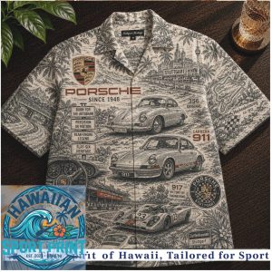 Porsche Classic Car Racing Collage Vintage Auto Fan Hawaiian Shirt