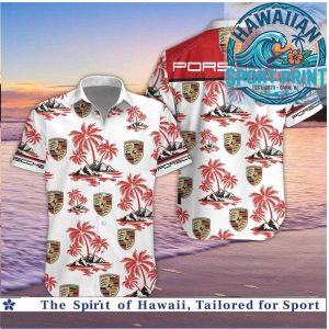 Porsche Racing Palm Trees Beach Tropical Hawaiian Shirt