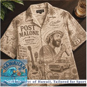 Post Malone Country Star Energy Vintage Toile Hawaiian Shirt