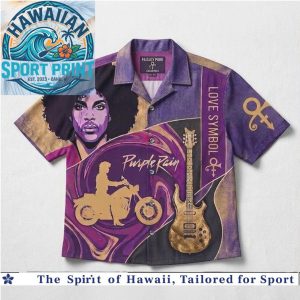 Prince Purple Rain Love Symbol Motorcycle Guitar Hawaiian Shirt