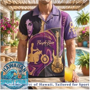 Prince Purple Rain Love Symbol Motorcycle Guitar Hawaiian Shirt
