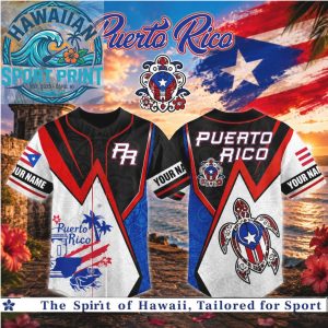 Puerto Rico Flag Taino Turtle Morro Castle Custom Baseball Jersey