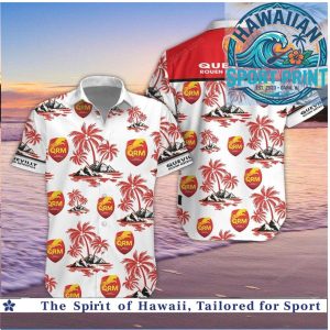 Quevilly Rouen Metropole Red Palm Tree Beach Button Down Shirt
