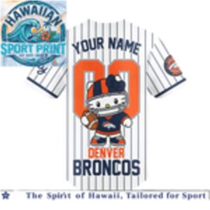 Denver Broncos Hello Kitty Football Cute Mascot Baseball Jersey