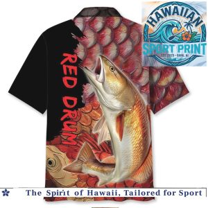 Red Drum Fish Scales Saltwater Fishing Hawaiian Shirt