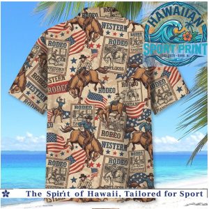 Retro American Rodeo Cowboy Horse Riding Western Hawaiian Shirt