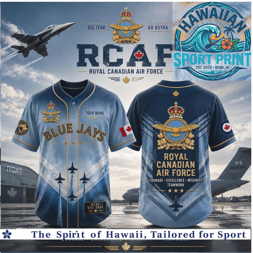 Royal Canadian Air Force Blue Jays Jet Logo Baseball Jersey Royal Canadian Air Force Blue Jays Jet Logo Baseball Jersey