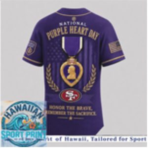 San Francisco 49ers National Purple Heart Day Baseball Jersey