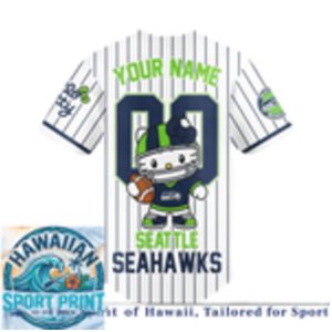 Seattle Seahawks Hello Kitty Football Cute Mascot Baseball Jersey