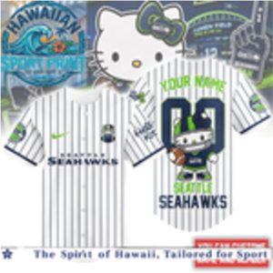 Seattle Seahawks Hello Kitty Football Cute Mascot Baseball Jersey