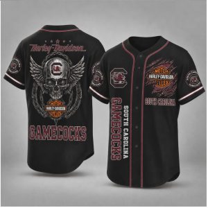 South Carolina Gamecocks Motor Skull Wings Biker Baseball Jersey