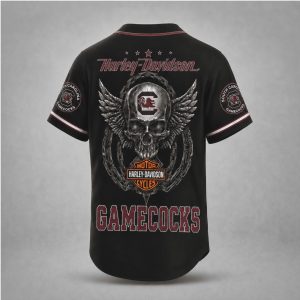 South Carolina Gamecocks Motor Skull Wings Biker Baseball Jersey
