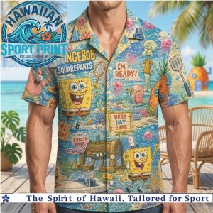 SpongeBob SquarePants Bikini Bottom Vintage Toile Hawaiian Shirt