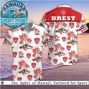 Stade Brestois Red Palm Tree Tropical Beach Button Down Shirt