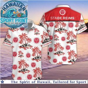 Stade Reims Soccer Club Palm Tree Beach Hawaiian Shirt
