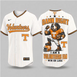 Tennessee Volunteers Dog Mascot Damn Right Fan Baseball Jersey