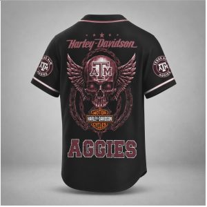 Texas A And M Aggies Motor Skull Wings Biker Baseball Jersey