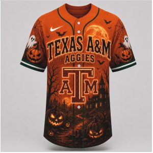 Texas Aggies Mascot Spooky Halloween Gig Em Baseball Jersey