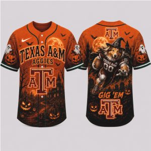 Texas Aggies Mascot Spooky Halloween Gig Em Baseball Jersey