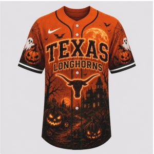 Texas Longhorns Mascot Spooky Halloween Hook Em Baseball Jersey Texas Longhorns Mascot Spooky Halloween Hook Em Baseball Jersey