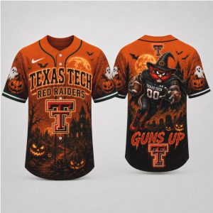 Texas Tech Red Raiders Mascot Guns Up Halloween Baseball Jersey