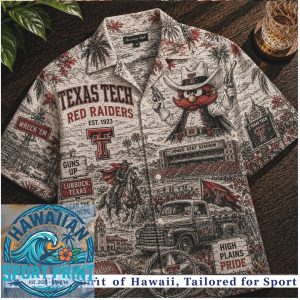 Texas Tech Red Raiders Raider Red Vintage Toile Hawaiian Shirt