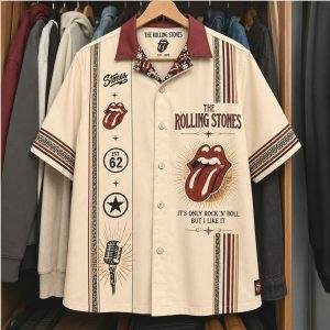 The Rolling Stones Tongue Logo Rock And Roll Button Down Shirt