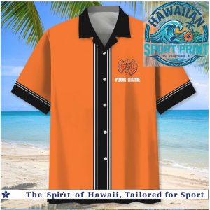 Trap Shooting Custom Name Orange Shotgun Guns Hawaiian Shirt