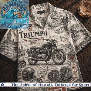 Triumph Motorcycles Cafe Racer British Vintage Biker Hawaiian Shirt