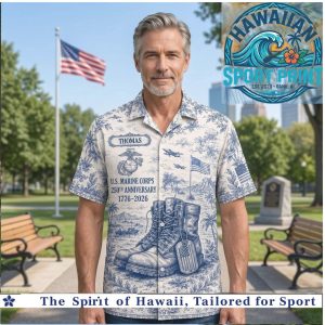 US Marine Corps Anniversary Military Veteran Patriotic Hawaiian Shirt