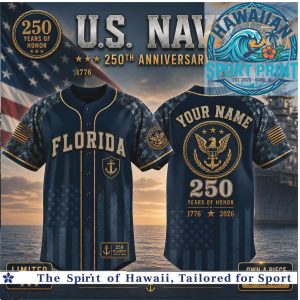 US Navy 250th Anniversary Florida Eagle Anchor Baseball Jersey