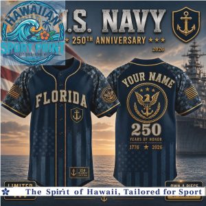 US Navy 250th Anniversary Florida Eagle Anchor Baseball Jersey